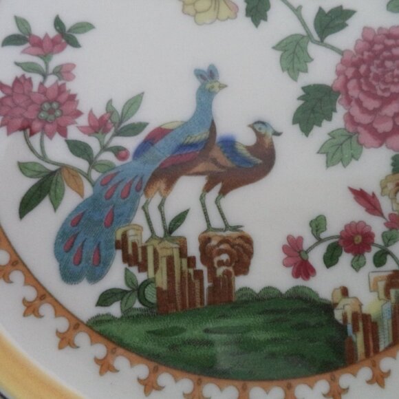 Mayer China Vintage Peacock Bird ceramic Set 2 floral Dinner Snack Salad 9" - Picture 11 of 14